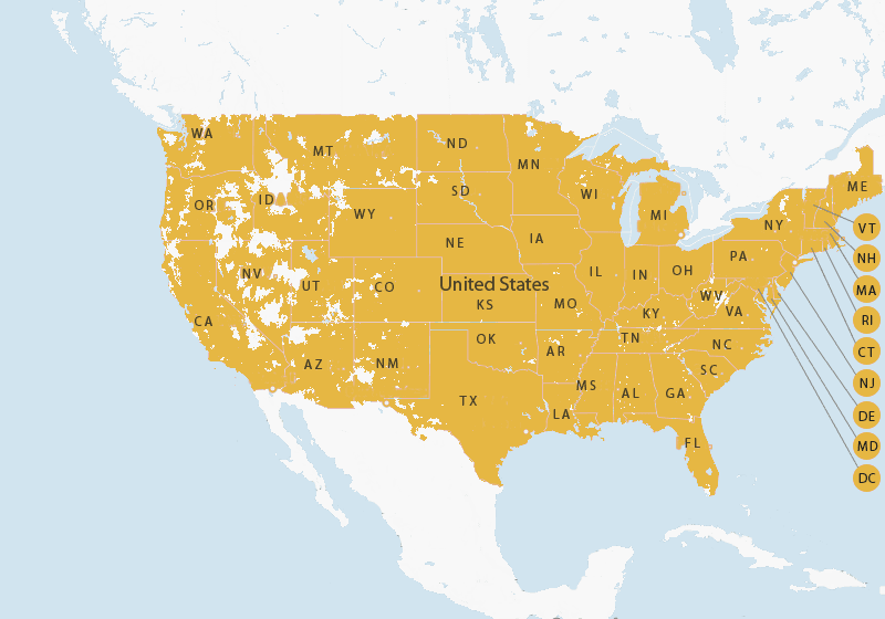 Continental United States Coverage Map